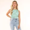 Mint Green Satin Open Back-Top<Olivia & Kate Discount