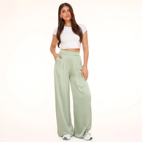 Mintgreen Tall Satin-Pants<Olivia & Kate Clearance