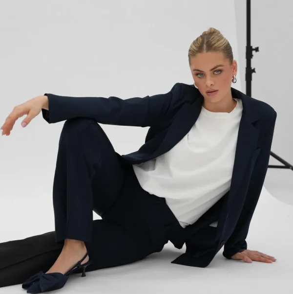 Navy Blue Basic-Blazer<Olivia & Kate Fashion