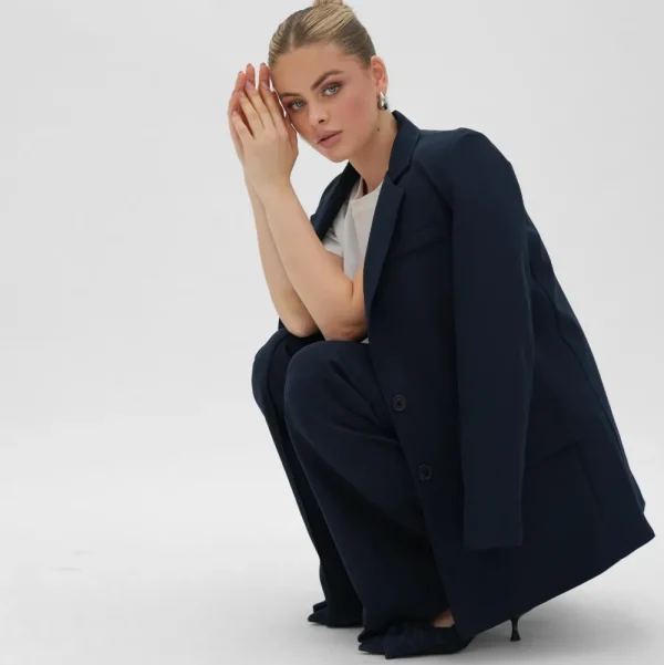 Navy Blue Basic-Blazer<Olivia & Kate Fashion