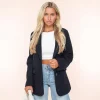 Navy Oversized Wool Look-Blazer<Olivia & Kate Clearance