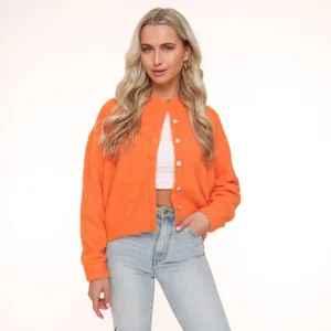 Orange Basic Knitted-Cardigan<Olivia & Kate Shop