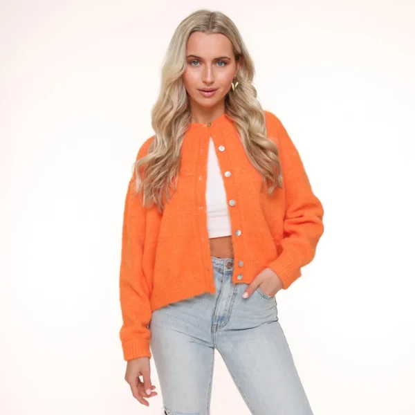 Orange Basic Knitted-Cardigan<Olivia & Kate Shop