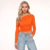 Orange Draped Off Shoulder-Top<Olivia & Kate Shop