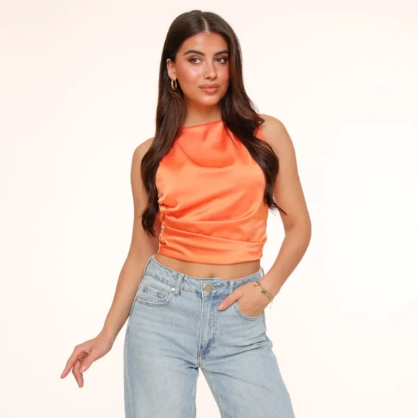 Orange Satin Open Rug-Top<Olivia & Kate Sale