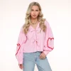 Pink Checkered Ls-Blouse<Olivia & Kate Fashion