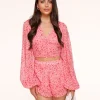 Pink Flower V-Neck-Top<Olivia & Kate Online