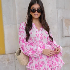 Pink Flowerprint-Playsuit<Olivia & Kate Outlet
