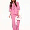 Pink Short Bow Ties Puff Sleeve Pleated-Set<Olivia & Kate Online
