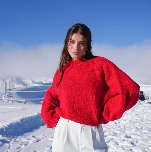 Red Wool Knitted-Sweater<Olivia & Kate Flash Sale