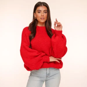 Red Wool Knitted-Sweater<Olivia & Kate Flash Sale