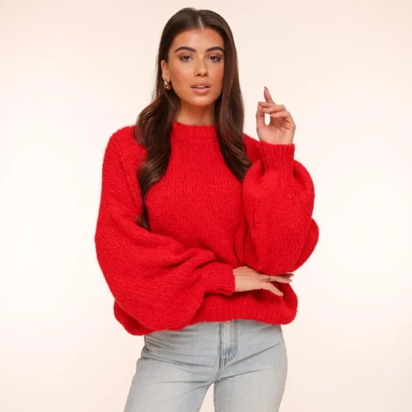 Red Wool Knitted-Sweater<Olivia & Kate Flash Sale