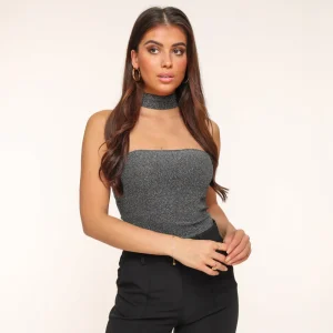 Silver Glitter Choker-Top<Olivia & Kate Outlet