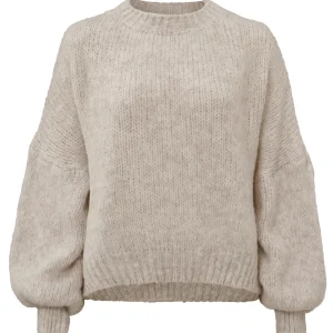 Taupe Wool Oversized Knitted-Sweater<Olivia & Kate Discount