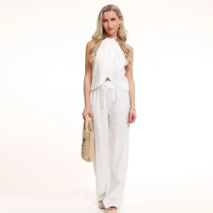 White Linen Halter-Top<Olivia & Kate Shop
