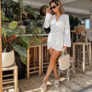 White Linen Ls-Dress<Olivia & Kate New