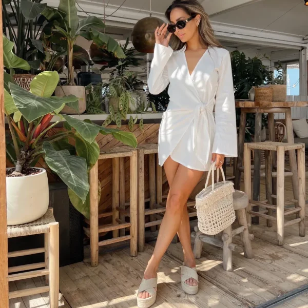 White Linen Ls-Dress<Olivia & Kate New