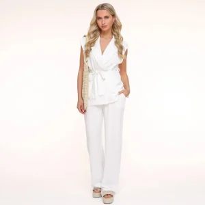 White Oversized Linen-Gilet<Olivia & Kate Flash Sale