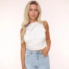 White Satin Open Back-Top<Olivia & Kate Shop