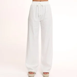 White Tall Linen-Pants<Olivia & Kate Sale